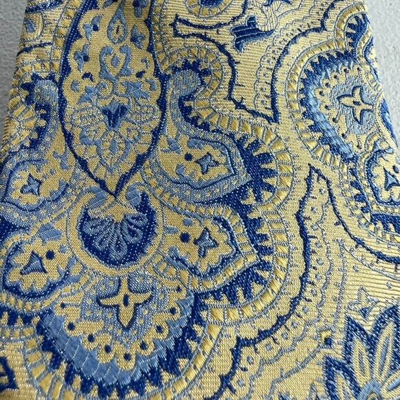 "346" Brooks Brothers Men's Tie 58" 100% Pure Silk Ivory/ Blue Paisley Floral - Picture 4 of 8